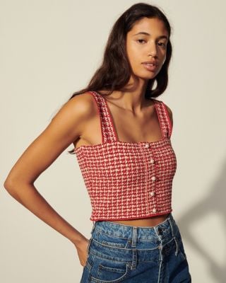 Sandro Daniella Tweed Crop Top