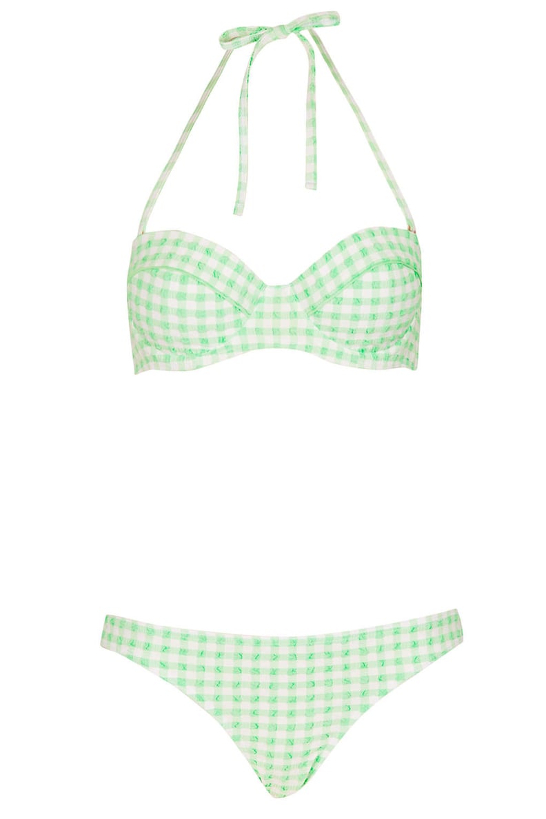 Topshop Green Gingham Bikini