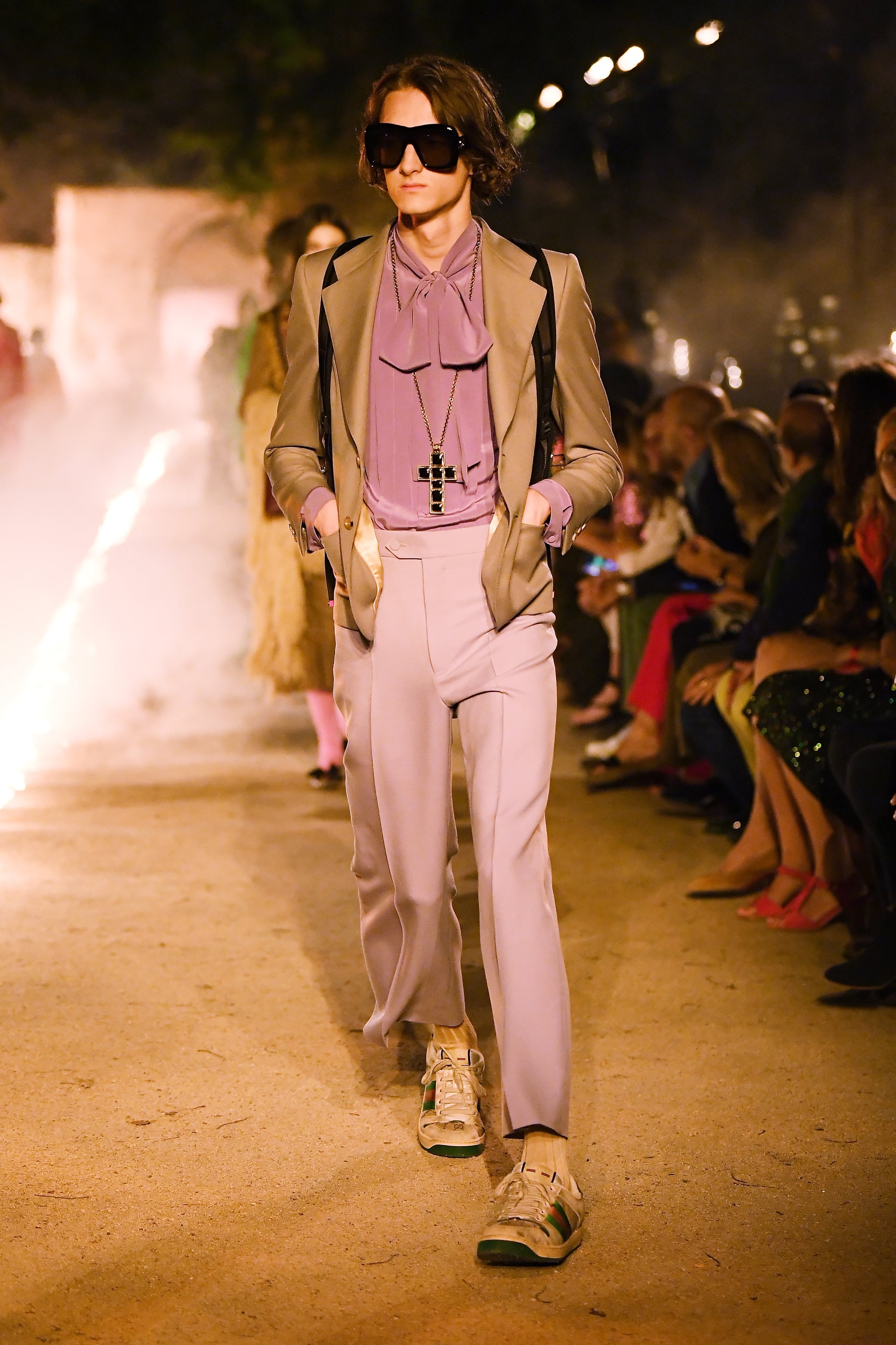 ARLES, FRANCE - MAY 30: A model walks the runway at the Gucci Cruise 2019 show at Alyscamps on May 30, 2018 in Arles, France. (Photo by Daniele Venturelli/Getty Images )