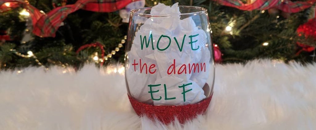 Funny Elf on the Shelf Wine Glasses