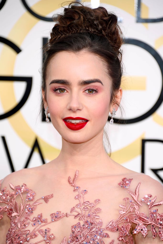 Lily Collins Hair And Makeup At The Golden Globes Popsugar