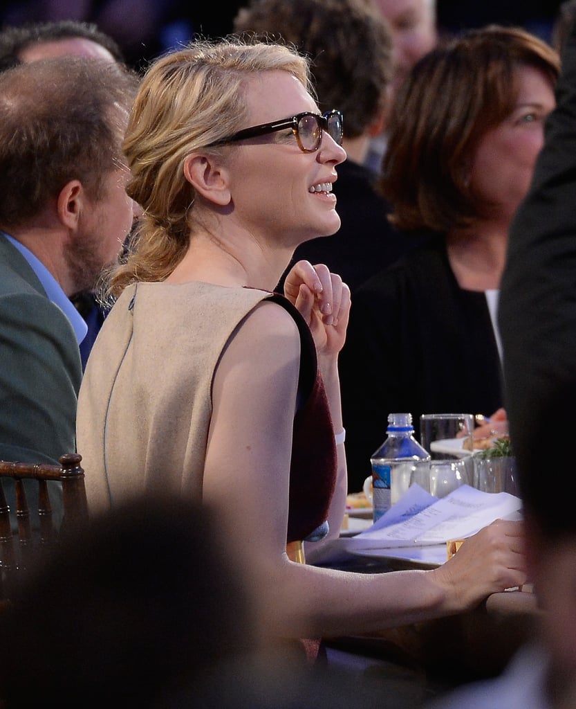 Cate wore her glasses while watching the show.