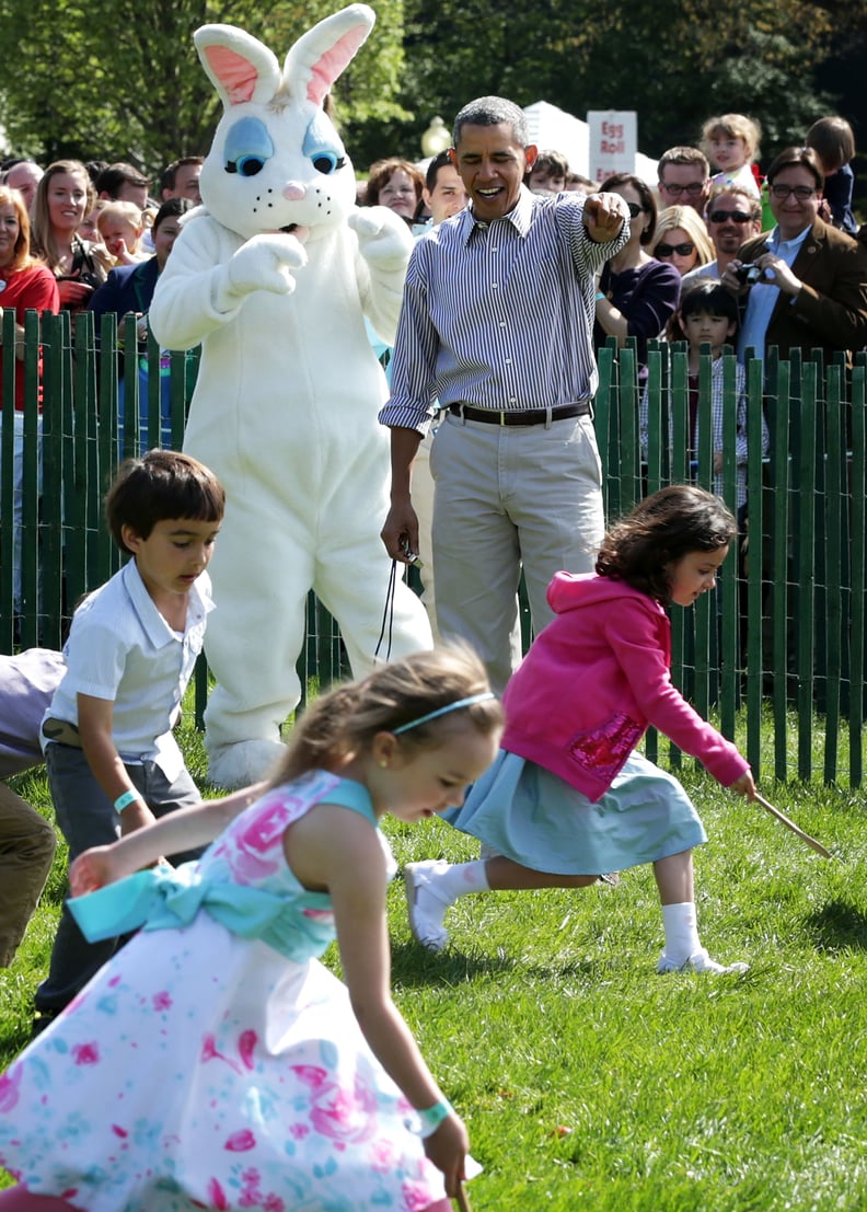 He and the Easter bunny were cheering buddies.