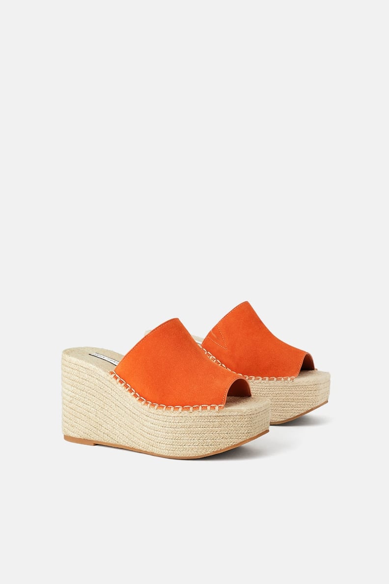 Split Leather Platform Wedges