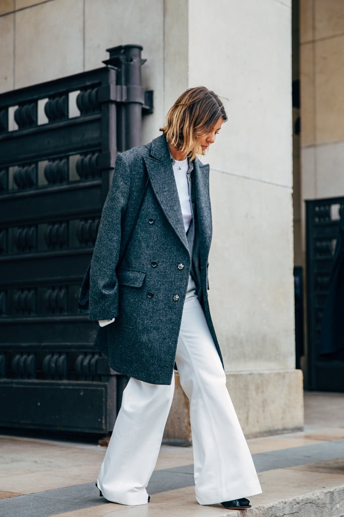 With a White Top and Oversize Blazer