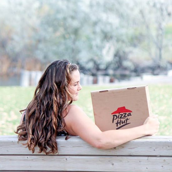 Woman's Engagement Photos With Pizza