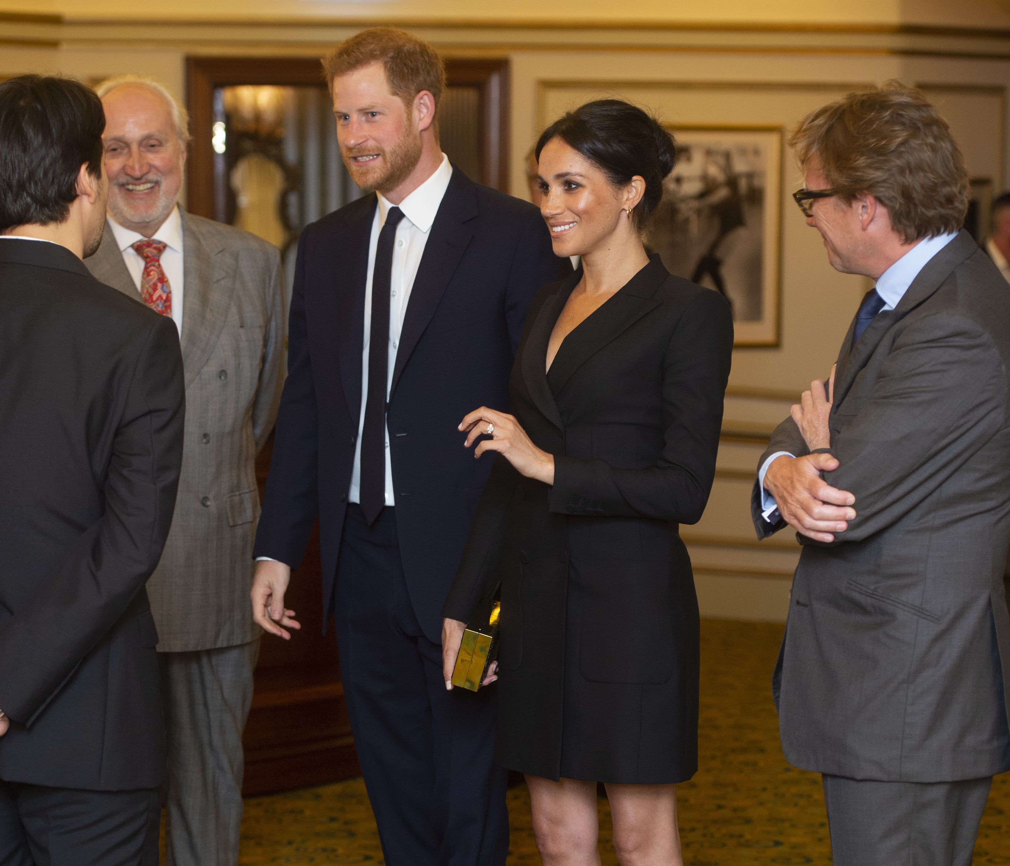 Meghan Markle Black Tuxedo Mini Dress Aug. 2018 POPSUGAR Fashion