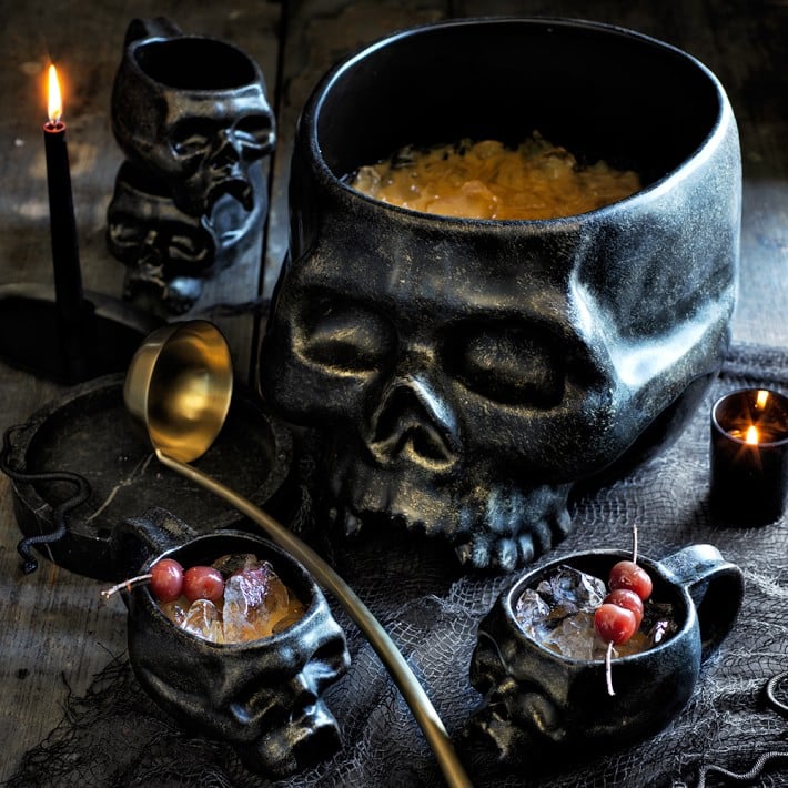 Dior gift box + romantic pink ribbon on mercari Halloween Skull Punch Bowl ($80) | Williams Sonoma Halloween Decor 2017