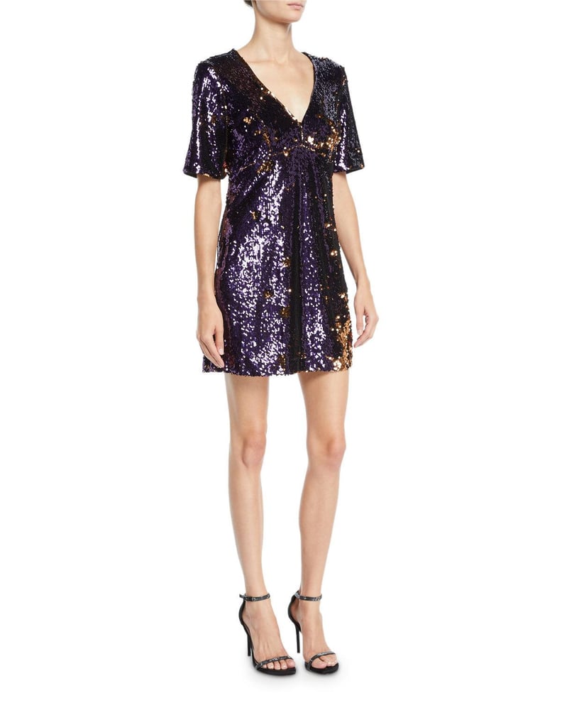 Bardot Sequined V-Neck Short-Sleeve Cocktail Dress