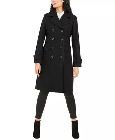 Kenneth Cole Double-Breasted Contrast-Piping Peacoat | The Best Coats ...