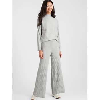 Ribbed-Knit Wide-Leg Lounge Pant, Banana Republic