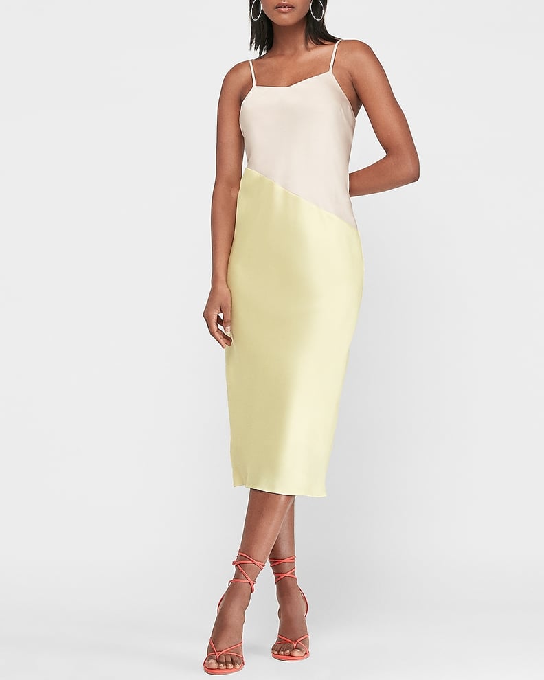 Satin Colorblock Midi Slip Dress