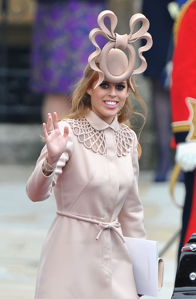 Princess Beatrice of York waved to the crowds outside the royal wedding in April 2011.