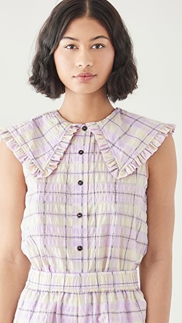 Ganni Seersucker Check Shirt