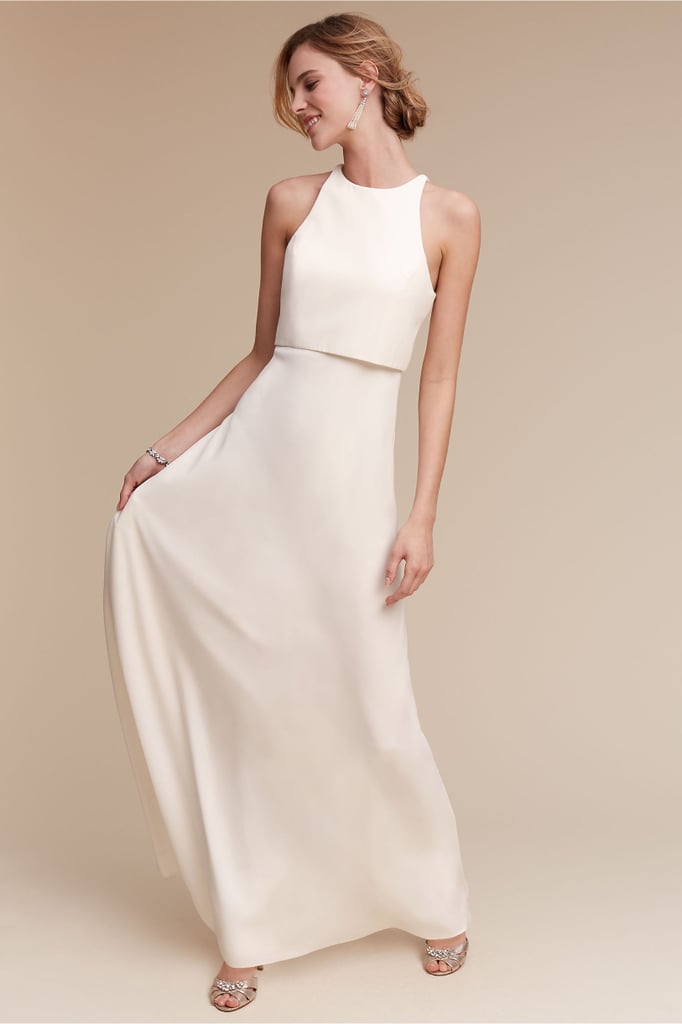  Anthropologie  Iva Crepe Maxi White Bridesmaid  Dresses  