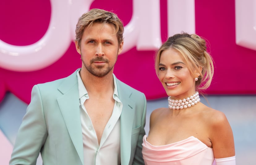 LONDON, ENGLAND - JULY 12: Ryan Gosling and Margot Robbie attend the 