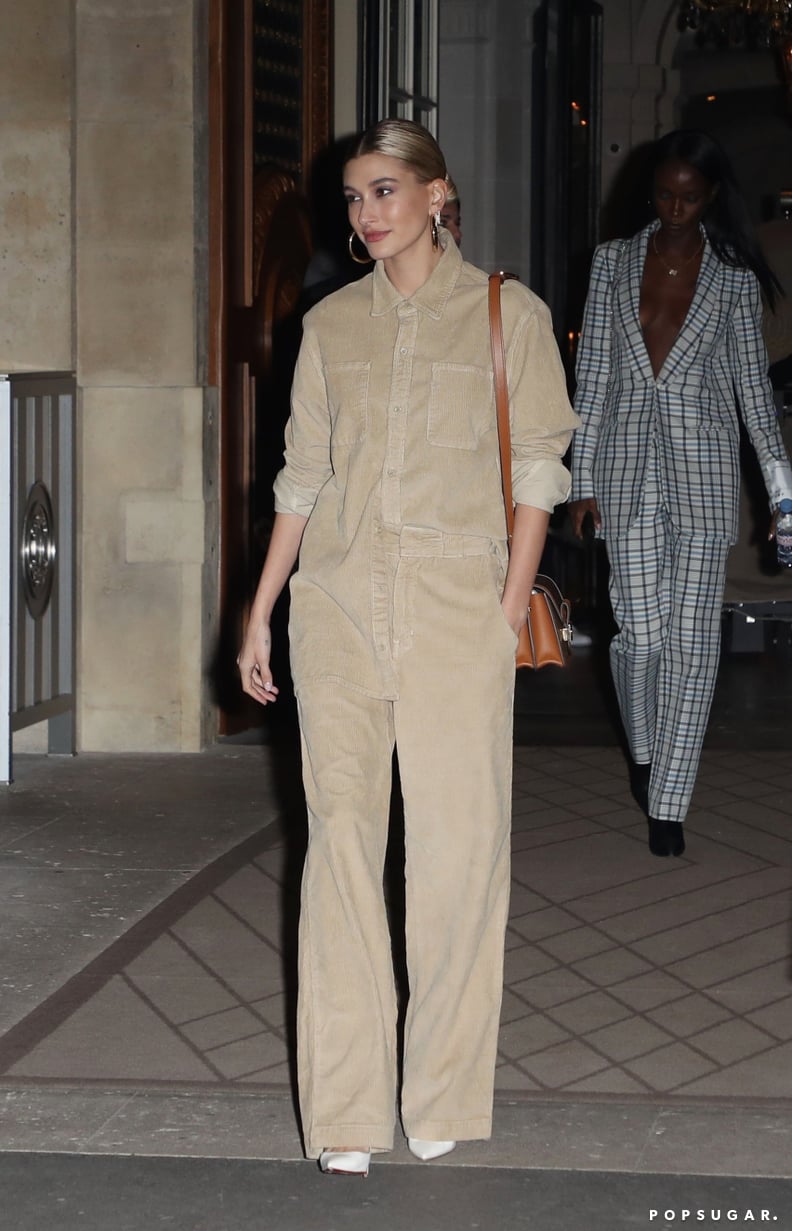 Hailey Baldwin Wearing Justin's Drew House Corduroy Set in Paris