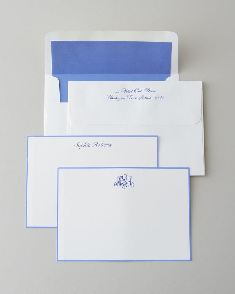 25 Periwinkle-Bordered Cards With Personalized Envelopes