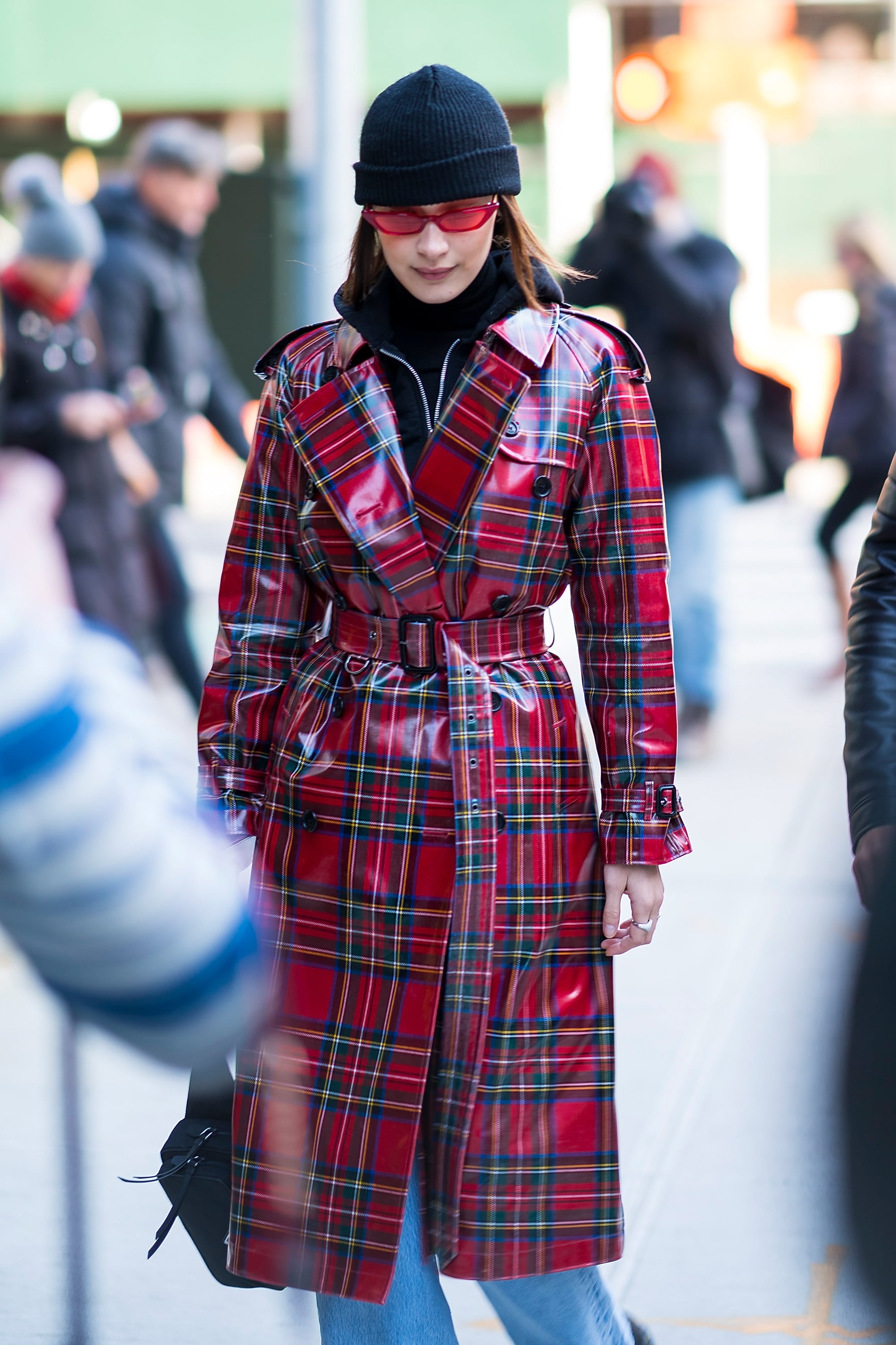 Bella Hadid's Red Burberry Coat | POPSUGAR Fashion