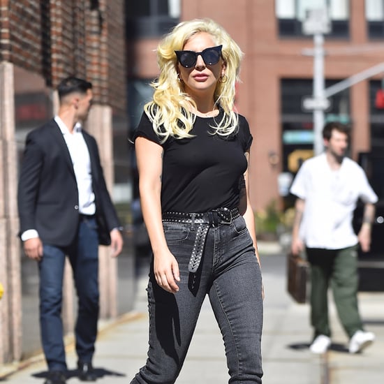 Lady Gaga Wearing a Bandana Around Her Boot