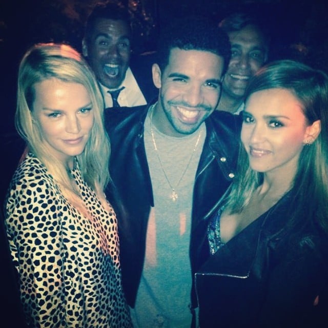 Jessica Alba's picture with Drake and Kelly Sawyer was photobombed by her husband, Cash Warren, and her dad, Mark.
Source: Instagram user jessicaalba