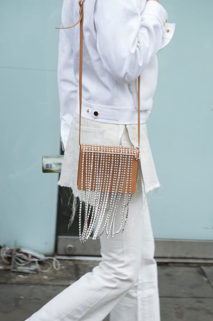 Instead of fringe, this bag boasts beautiful crystals.