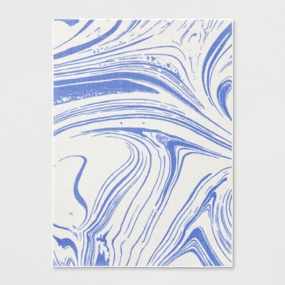 Marble Tufted Accent Rug in Blue