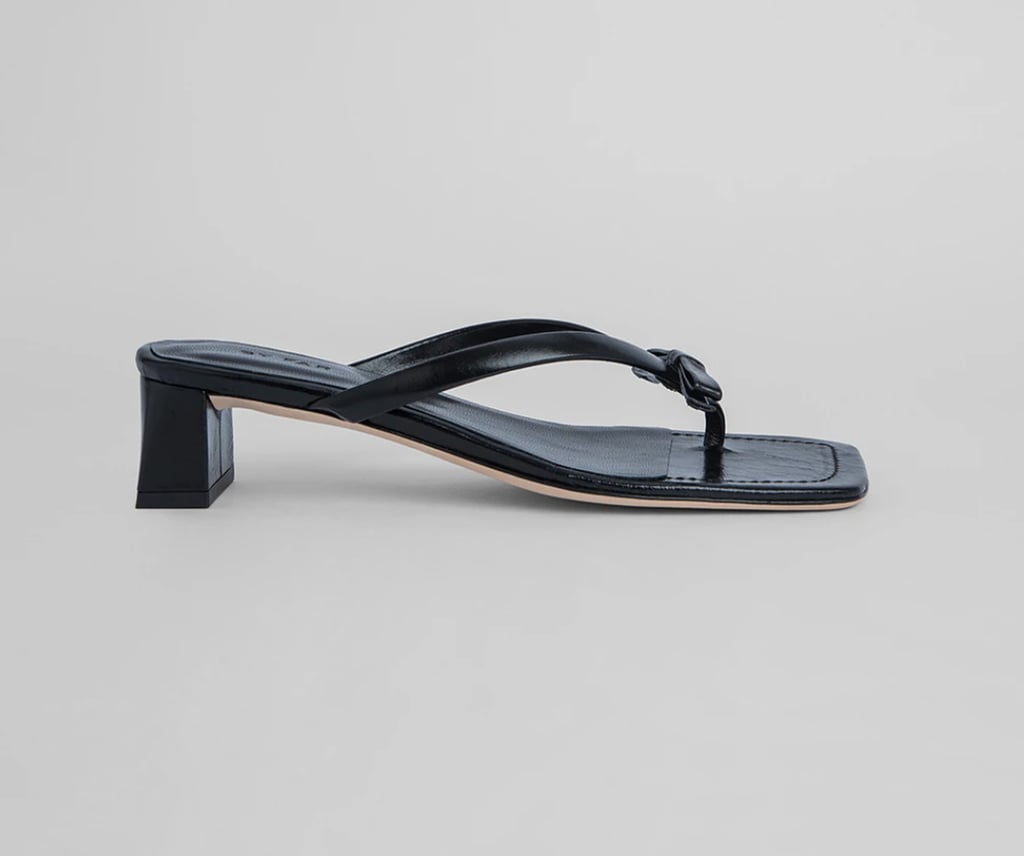 By Far Bibi Black Gloss Leather Sandals