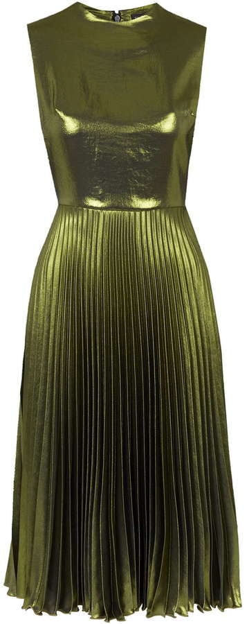 Topshop Metallic Pleated Midi Dress  ($160)