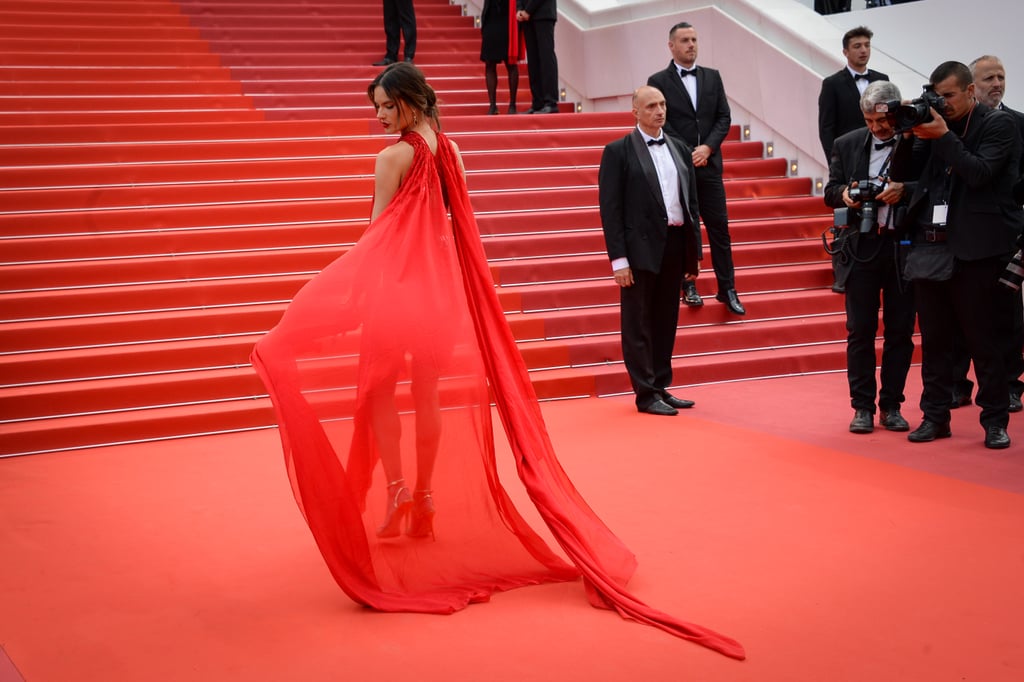 Alessandra Ambrosio Red Julien Macdonald Gown at Cannes 2019