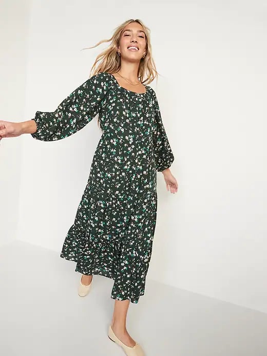 Midi swing discount dress with sleeves