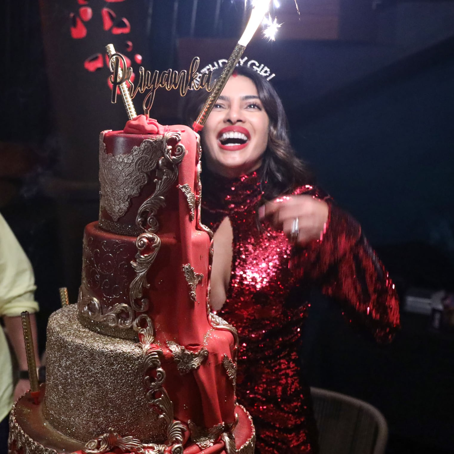 ❤️ Red White Heart Happy Birthday Cake For Priyanka