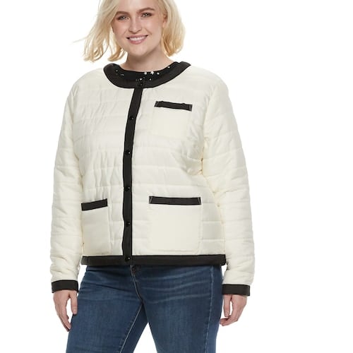 POPSUGAR Plus Size Colorblock Puffer Jacket