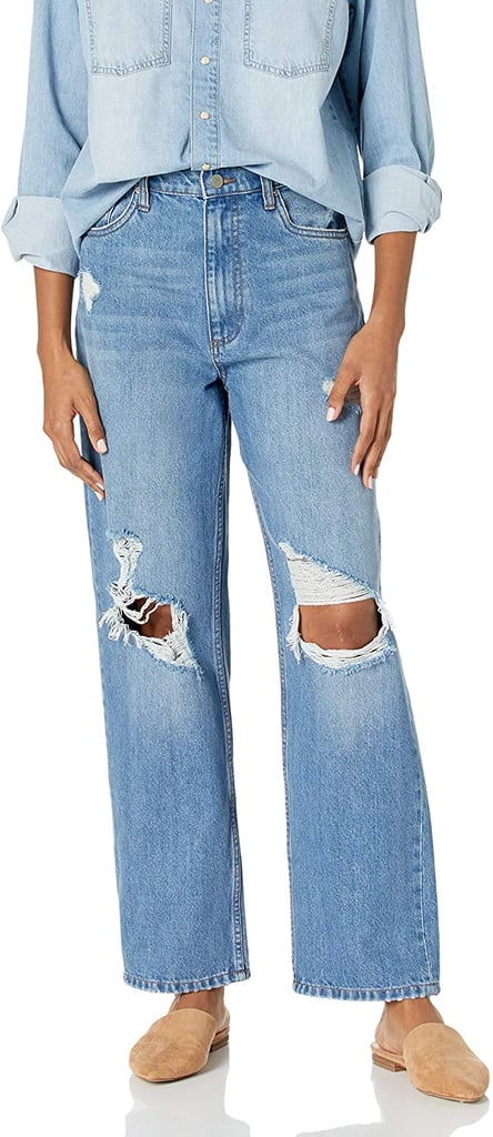 The Drop Annalise Distressed Loose-Fit Straight Leg Jean