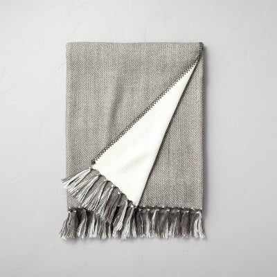 Hearth & Hand With Magnolia Simple Centre Stripe With Knotted Fringe Throw