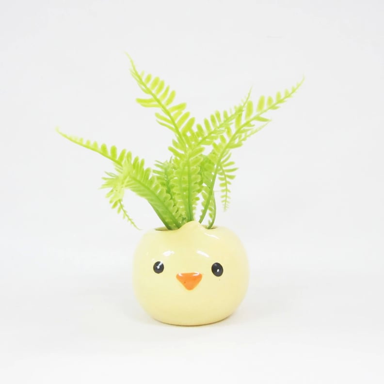 Mini Chick Planter With Faux Fern