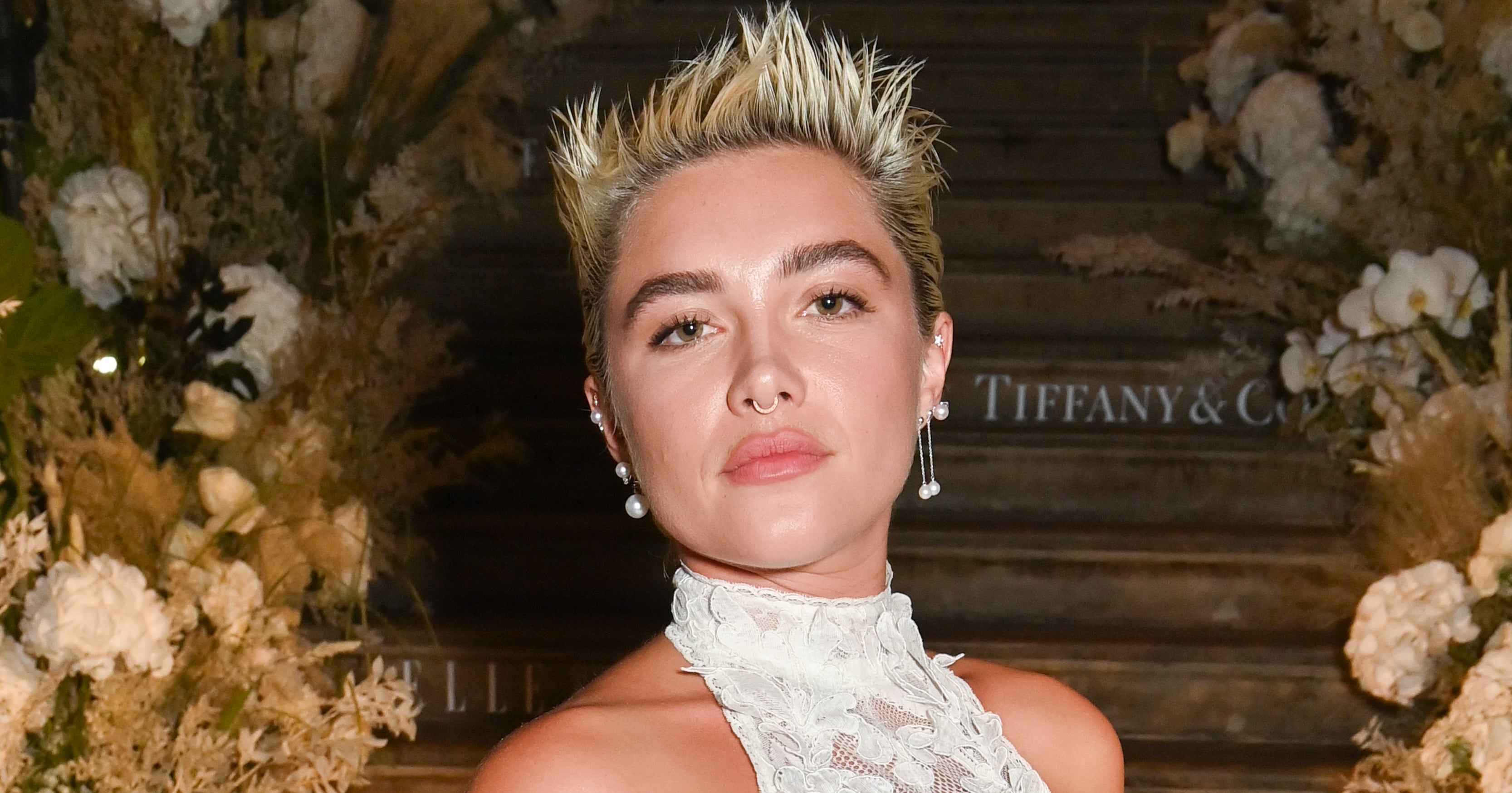 Florence Pugh Wears a Sheer Lace Gown to Elle Style Awards