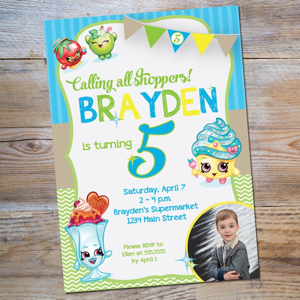 Shopkins birthday boy invitation ($10).