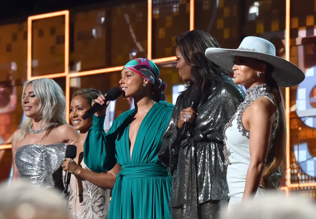 Pictured: Lady Gaga, Jada Pinkett Smith, Alicia Keys, Michelle Obama, and Jennifer Lopez