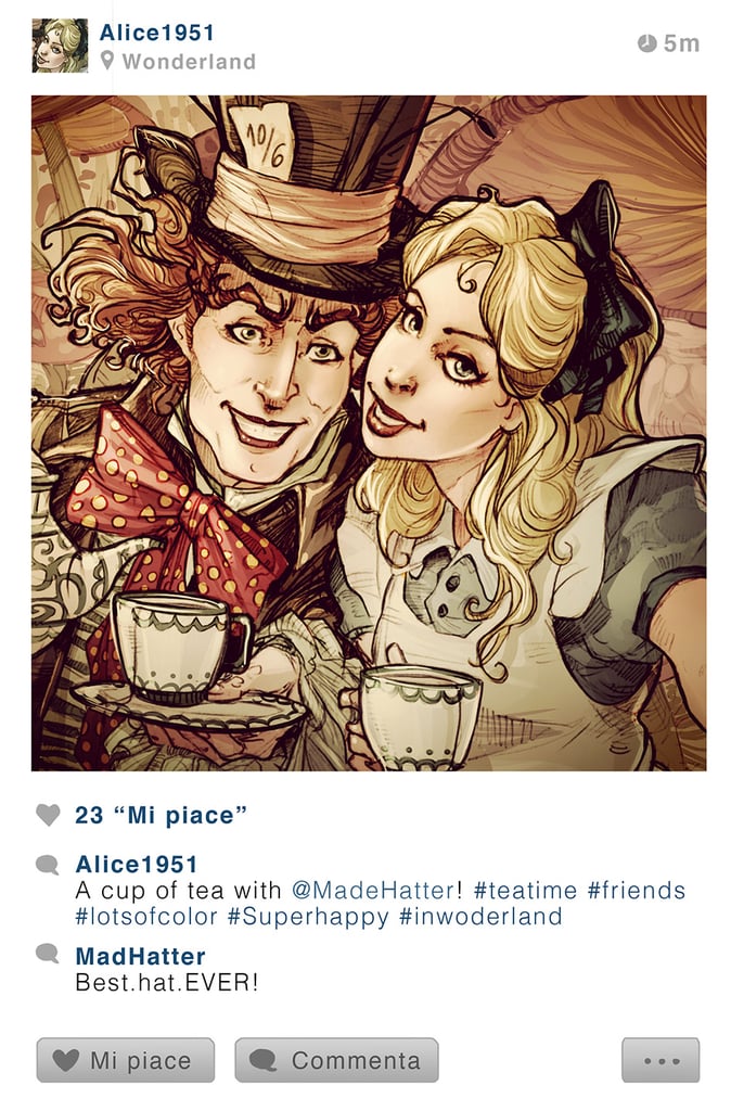 Alice And The Mad Hatter Disney Characters Take Selfies On Instagram 