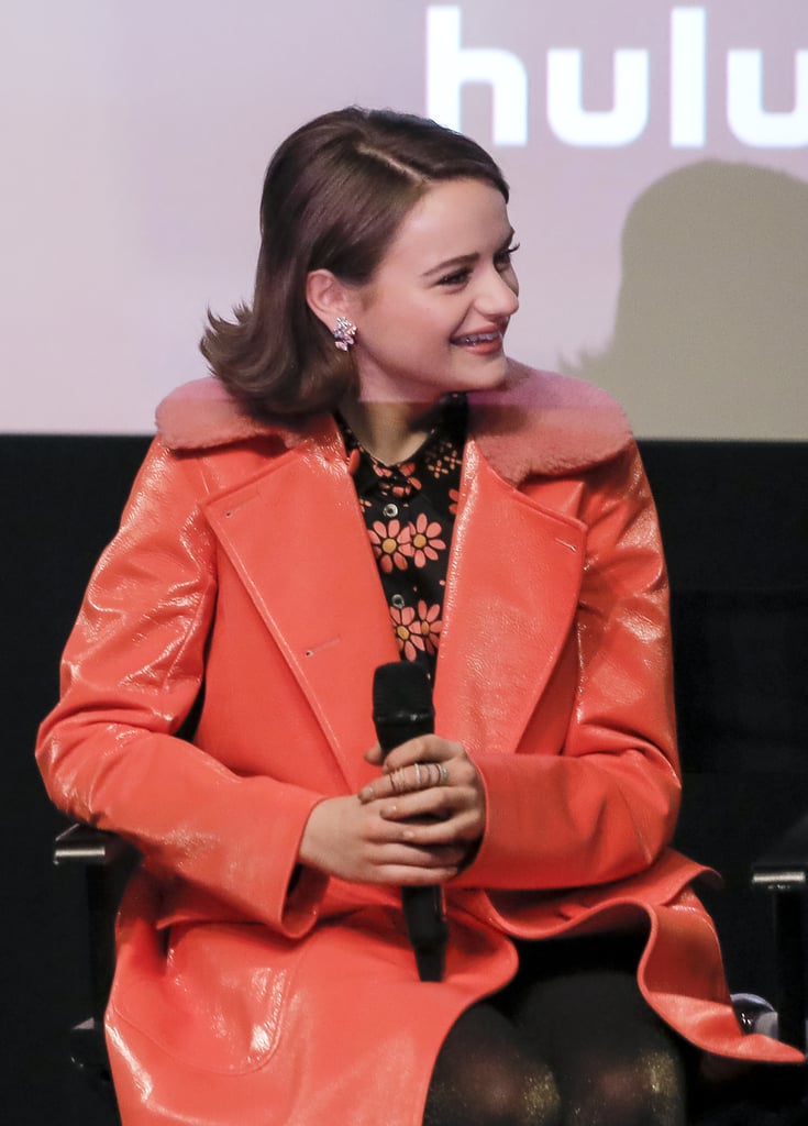 Joey King's Coral Paul & Joe Coat With a Pink Collar