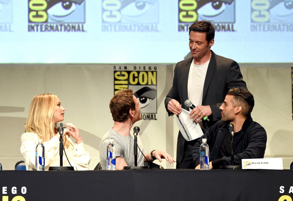 Hugh made his way over to Jen, Michael, and Oscar Isaac.