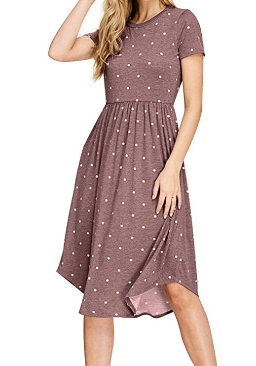 Simier Fariry Pleated Polka Dot Midi Dress