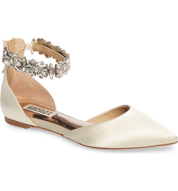 badgley mischka white flats