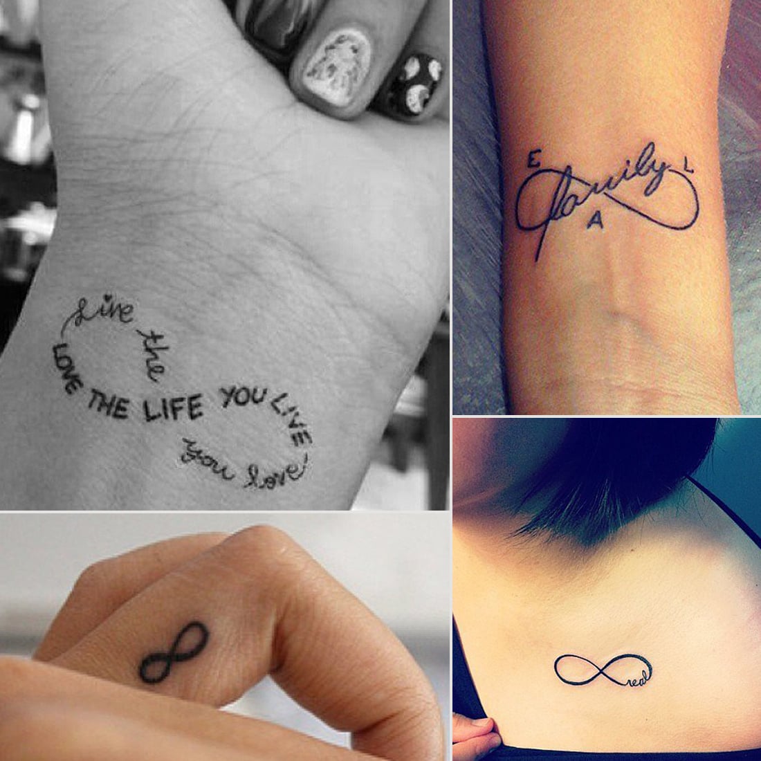 Infinity Tattoos With Names And Flowers
