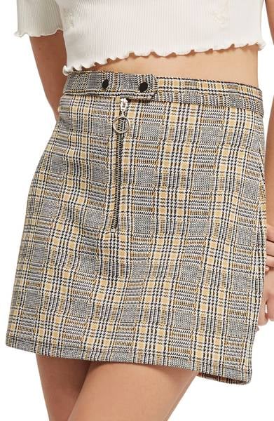 Topshop Zip Popper Plaid Miniskirt