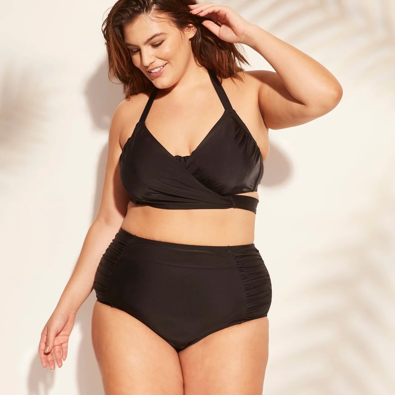 Plus-Size Underwire Wrap Bikini Top and High-Waist Bikini Bottom