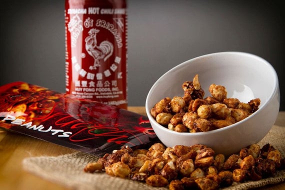 Hand-Crafted Small-Batch-Roasted Gourmet Sriracha Peanuts ($25)