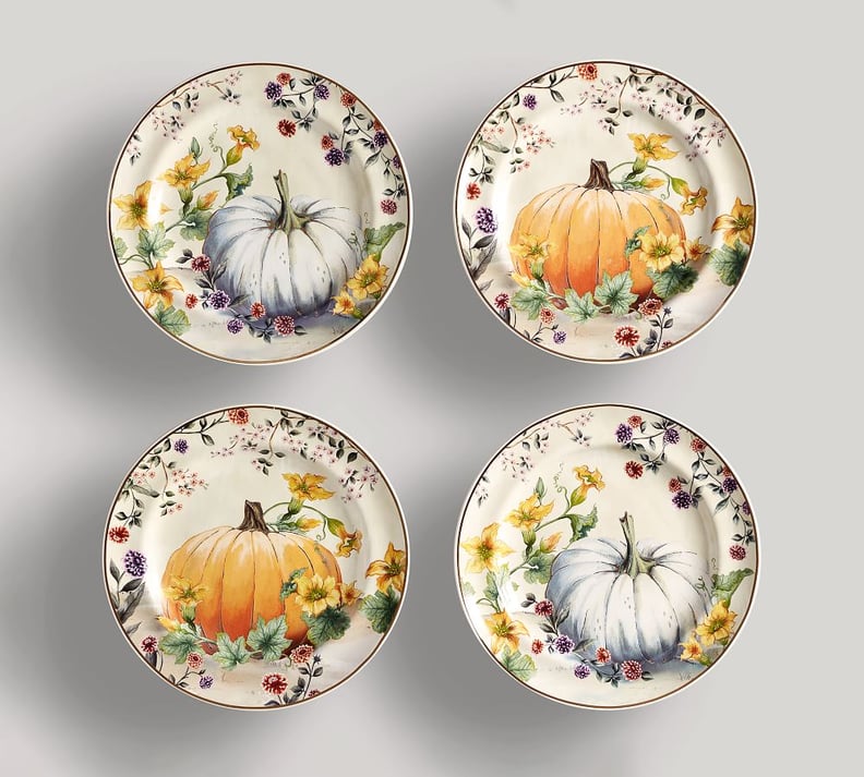 Pottery Barn Botanical Harvest Pumpkin Stoneware Salad Plates