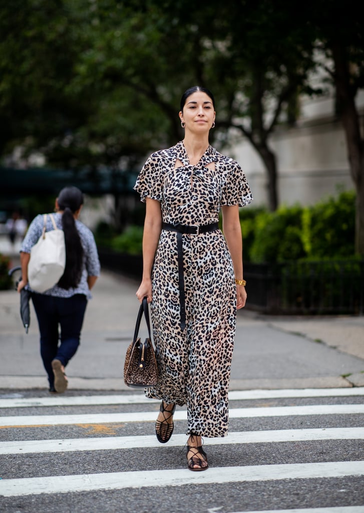 Leopard print dress with belt clearance